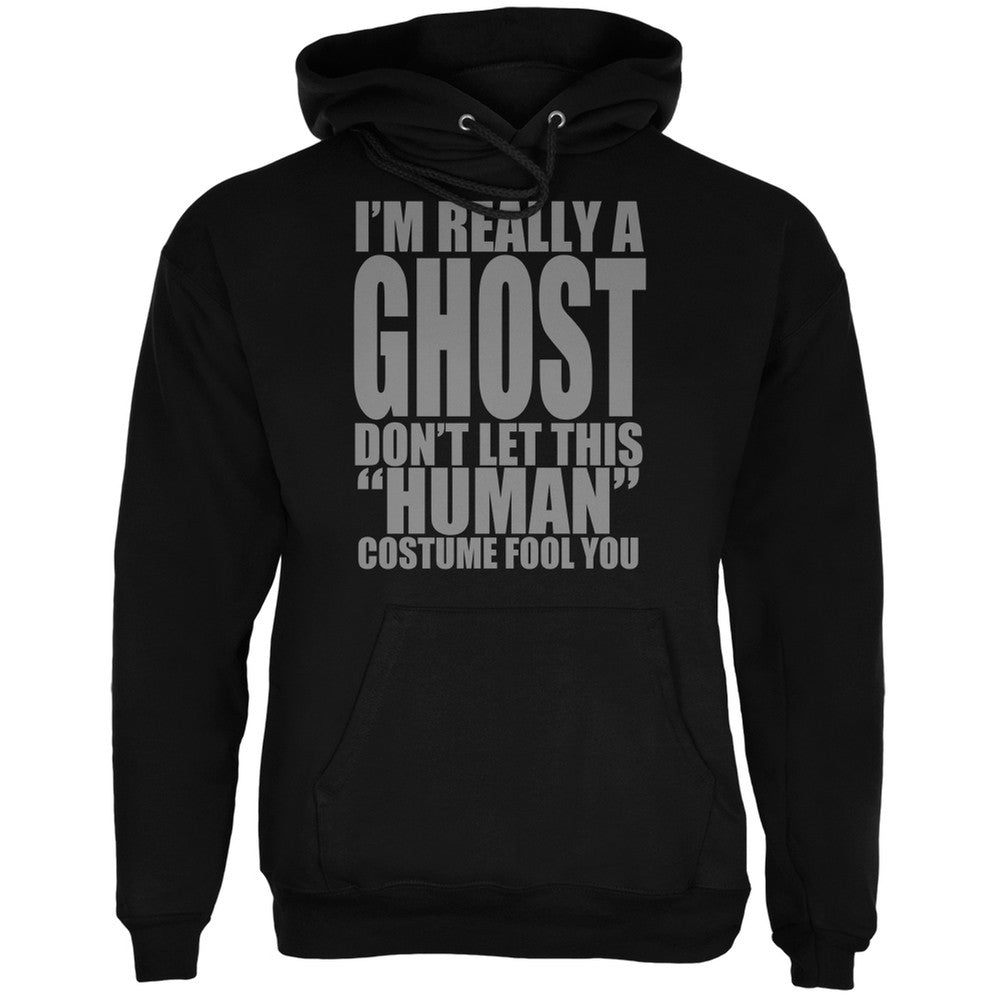 Halloween Human Ghost Costume Black Adult Hoodie Men's Hoodies Old Glory 2XL Black 