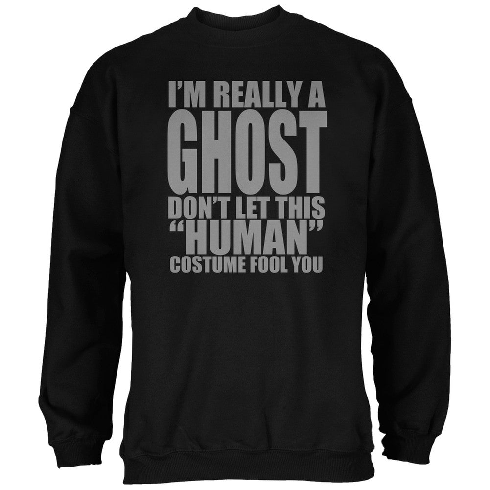 Halloween Human Ghost Costume Black Adult Sweatshirt Men's Sweatshirts Old Glory 2XL Black 