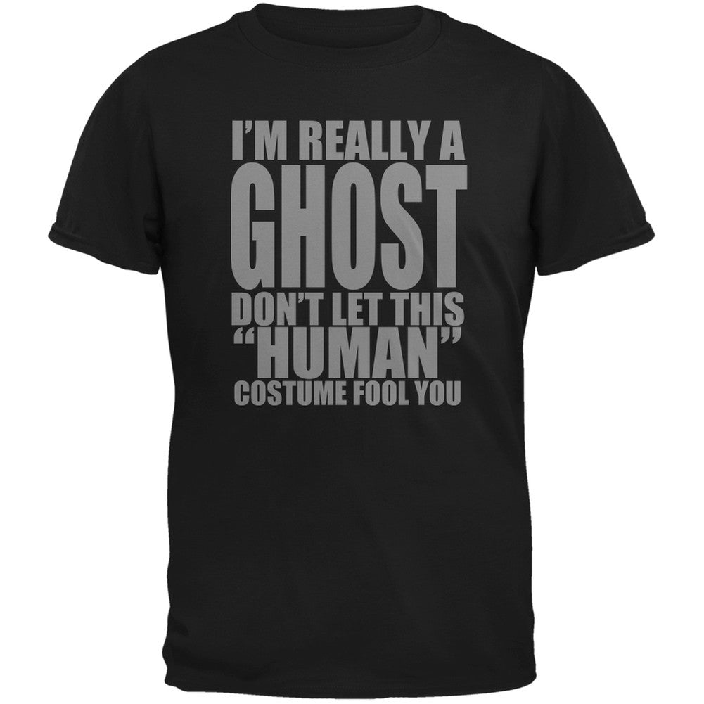 Halloween Human Ghost Costume Black Adult T-Shirt Men's T-Shirts Old Glory 2XL Black 