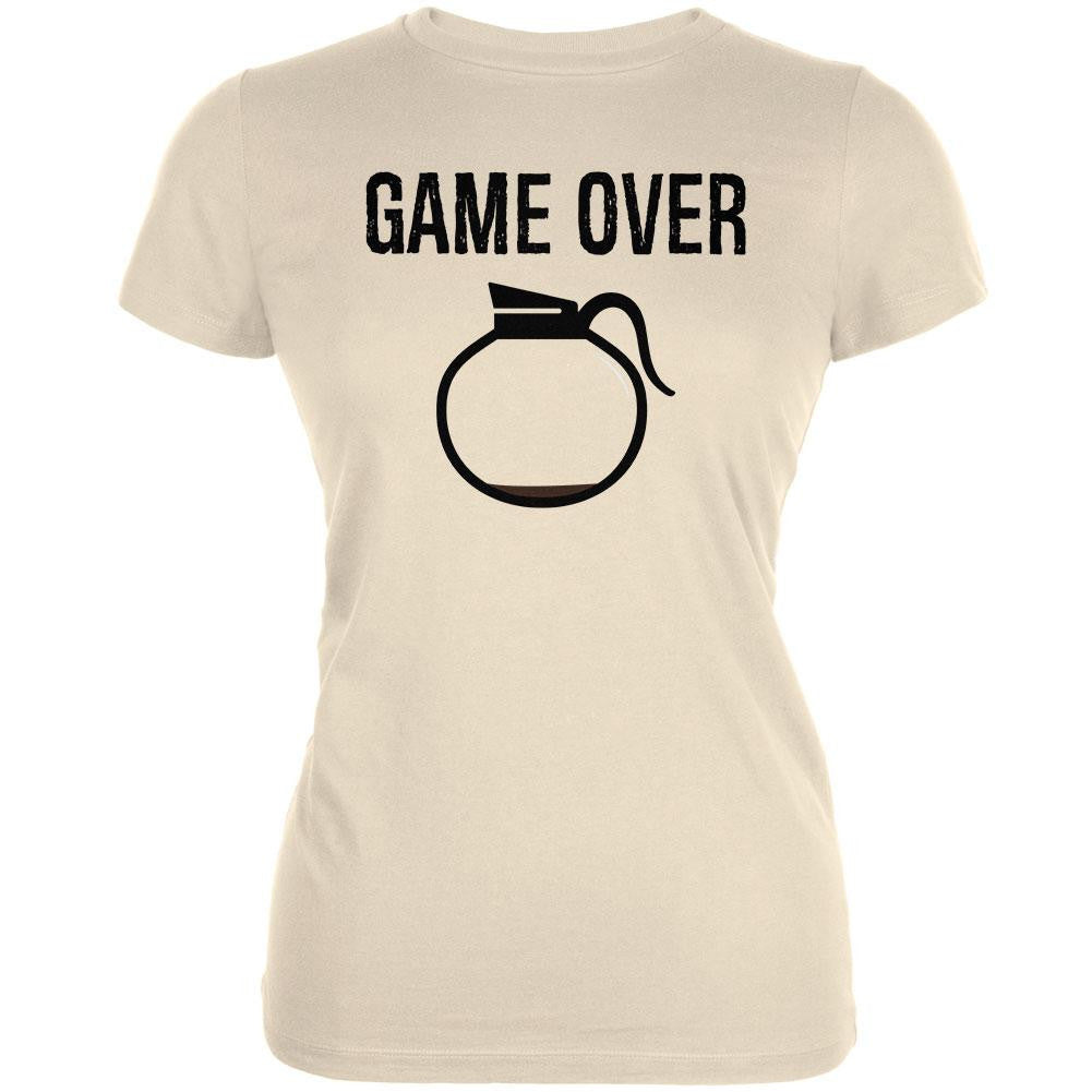 Coffee Game Over Cream Juniors Soft T-Shirt Juniors T-Shirts Old Glory 2XL Off-White 