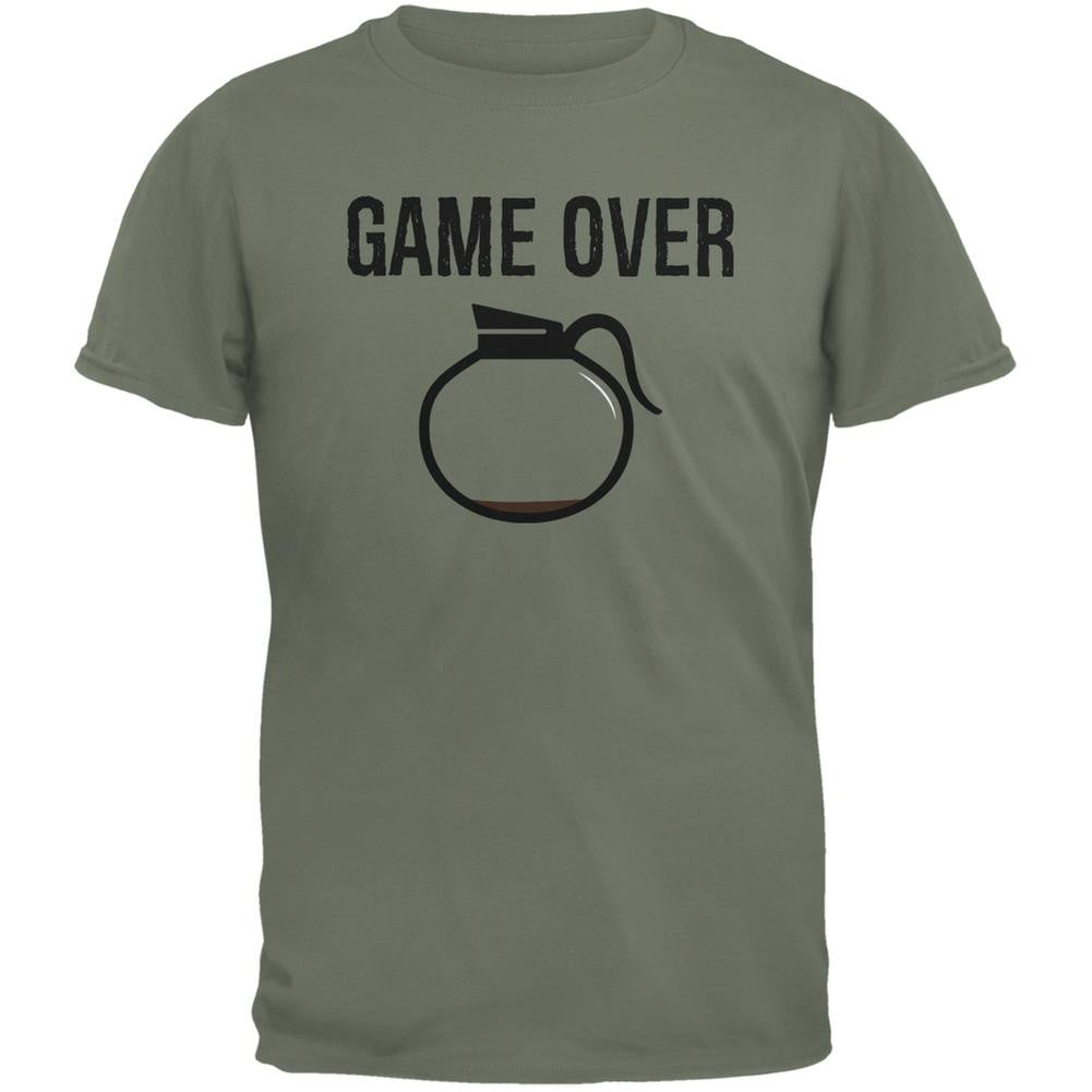 Coffee Game Over Military Green Adult T-Shirt Men's T-Shirts Old Glory 2XL Green 