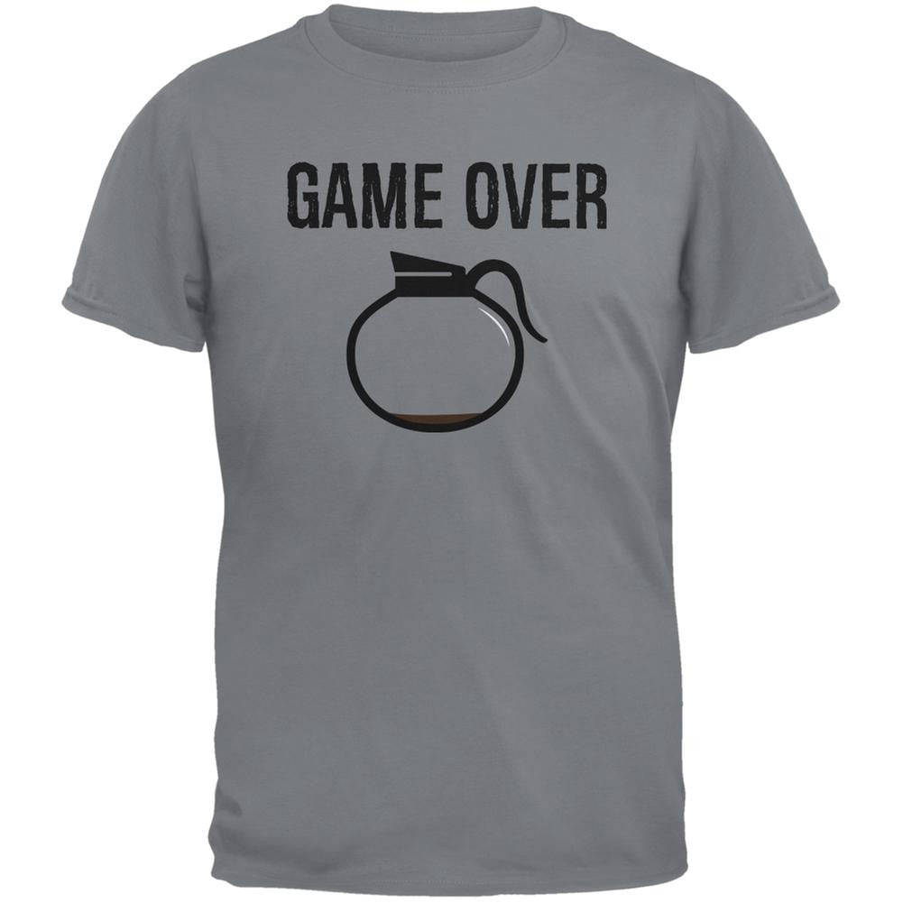 Coffee Game Over Storm Grey Adult T-Shirt Men's T-Shirts Old Glory 2XL Grey 