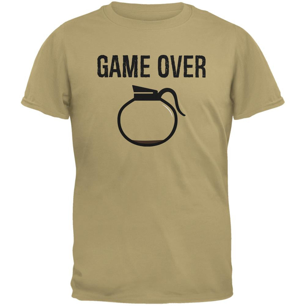 Coffee Game Over Tan Adult T-Shirt Men's T-Shirts Old Glory 2XL Beige 