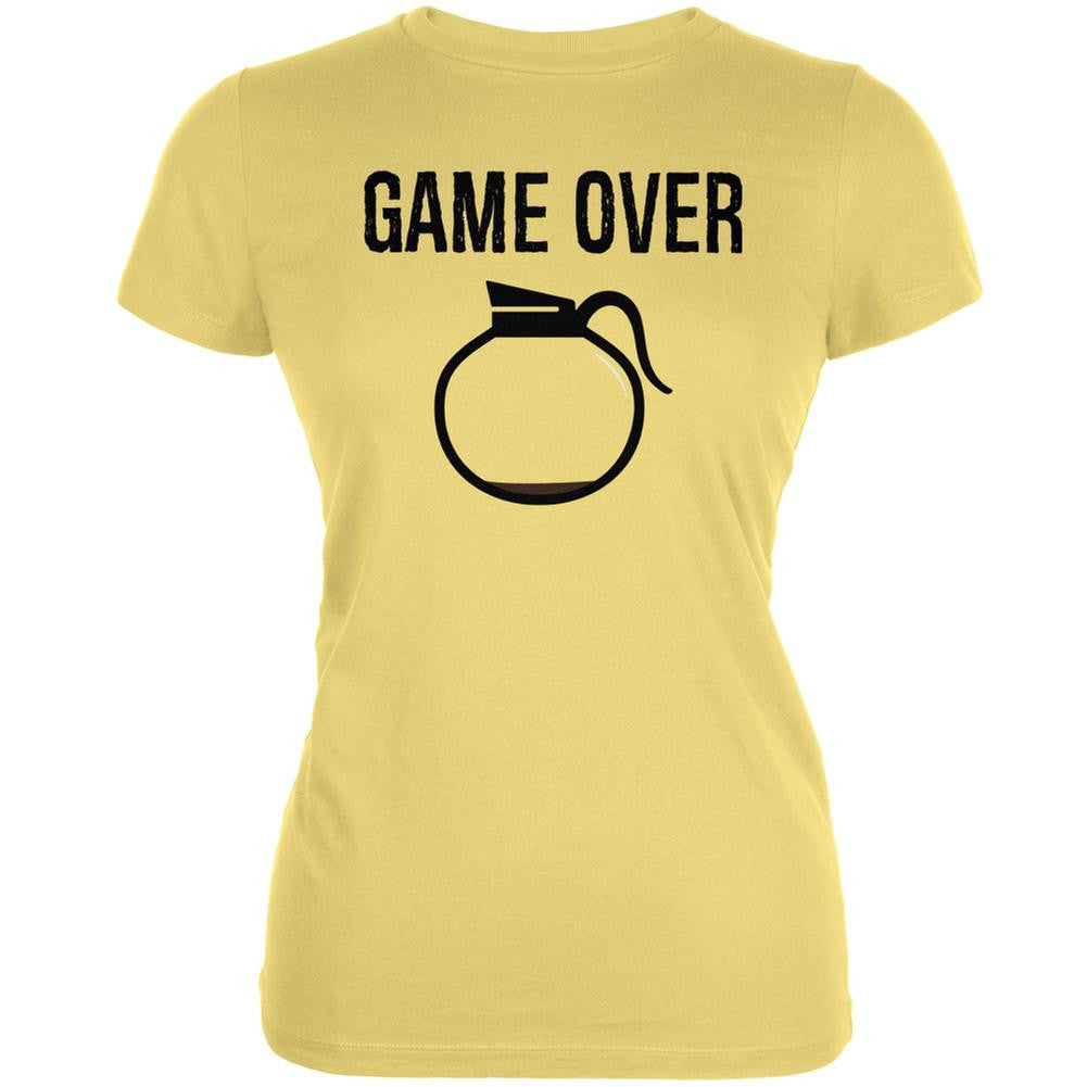 Coffee Game Over Yellow Juniors Soft T-Shirt Juniors T-Shirts Old Glory LG Yellow 