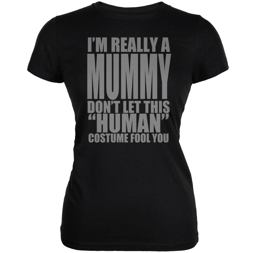 Halloween Human Mummy Costume Black Juniors Soft T-Shirt Juniors T-Shirts Old Glory 2XL Black 