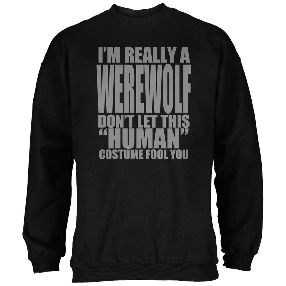 Halloween Human Werewolf Costume Black Adult Sweatshirt Men's Sweatshirts Old Glory 2XL Black 