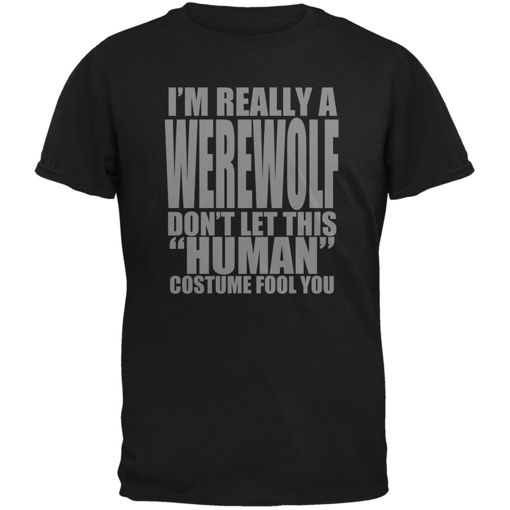 Halloween Human Werewolf Costume Black Adult T-Shirt Men's T-Shirts Old Glory 2XL Black 