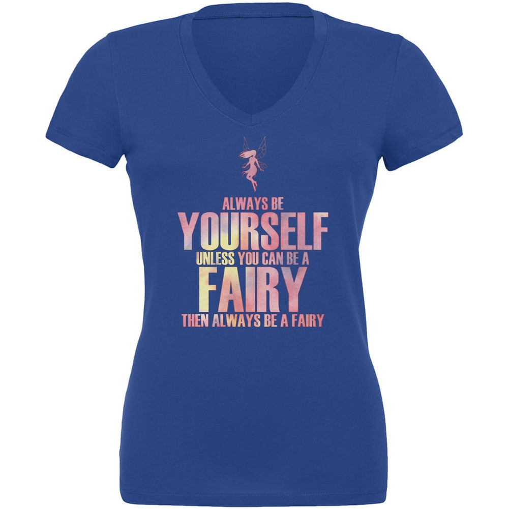 Halloween Always Be Yourself Fairy Royal Juniors V-Neck T-Shirt Juniors V-Neck T-Shirts Old Glory 2XL Blue 