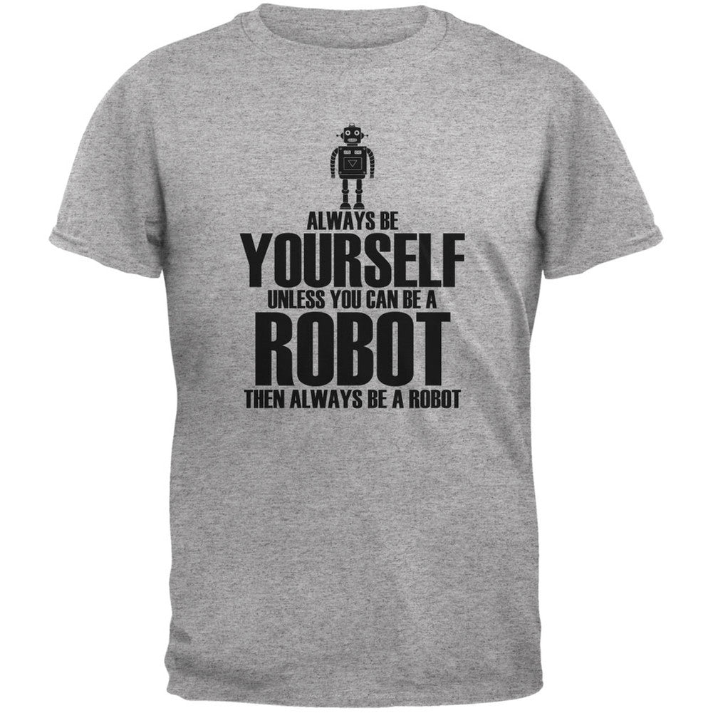 Halloween Always Be Yourself Robot Heather Grey Youth T-Shirt Youth T-Shirts Old Glory LG Grey 