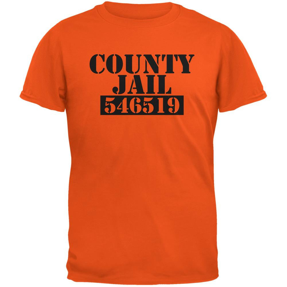 Halloween County Jail Inmate Costume Orange Adult T-Shirt Men's T-Shirts Old Glory 2XL Orange 