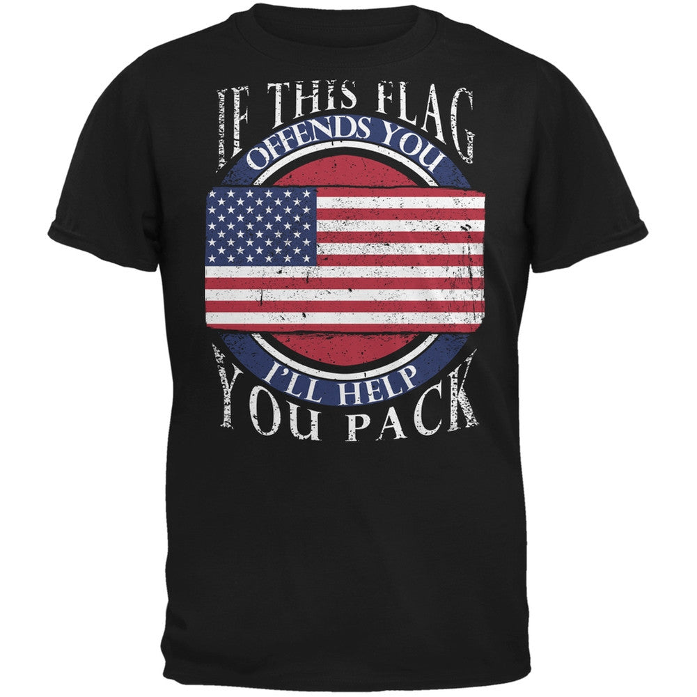 American Flag Help You Pack Black Adult T-Shirt Men's T-Shirts Old Glory 2XL Black 