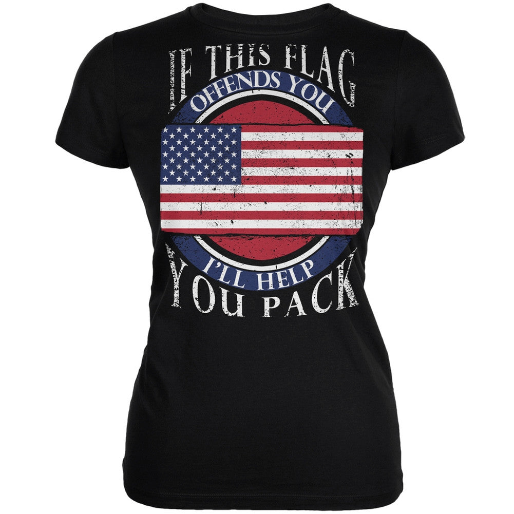 American Flag Help You Pack Black Juniors Soft T-Shirt Juniors T-Shirts Old Glory 2XL Black 