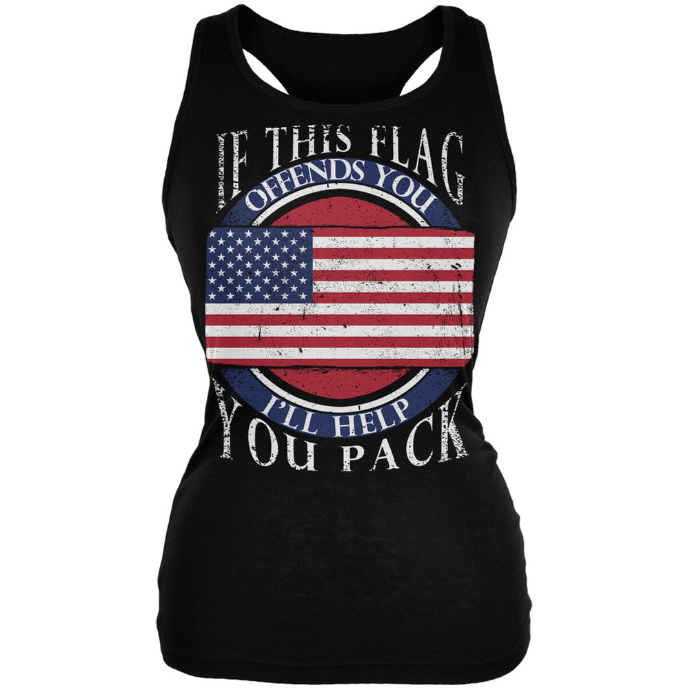 American Flag Help You Pack Black Juniors Soft Tank Top Juniors Tank Tops Old Glory 2XL Black 