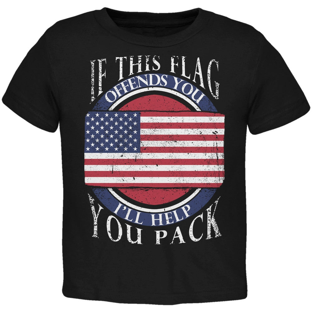 American Flag Help You Pack Black Toddler T-Shirt Toddler T-Shirts Old Glory 2T Black 