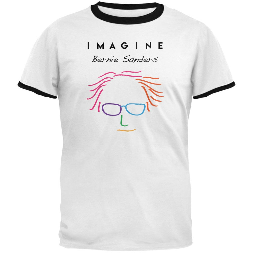 Election 2016 Bernie Sanders Imagine White-Black Men's Ringer T-Shirt Men's T-Shirts Old Glory LG White 