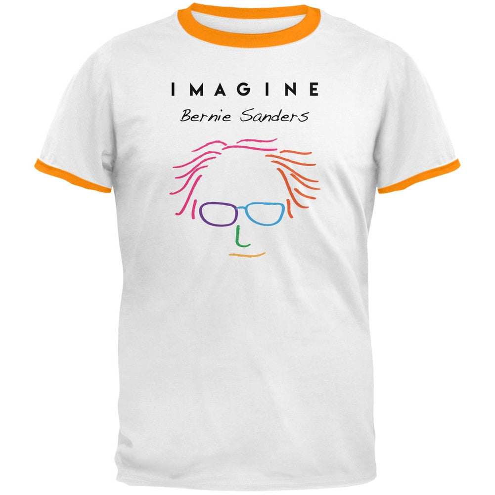 Election 2016 Bernie Sanders Imagine White-Gold Men's Ringer T-Shirt Men's T-Shirts Old Glory LG White 