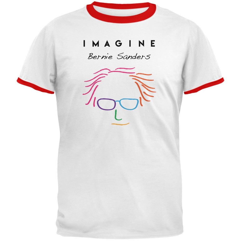 Election 2016 Bernie Sanders Imagine White-Red Men's Ringer T-Shirt Men's T-Shirts Old Glory LG White 