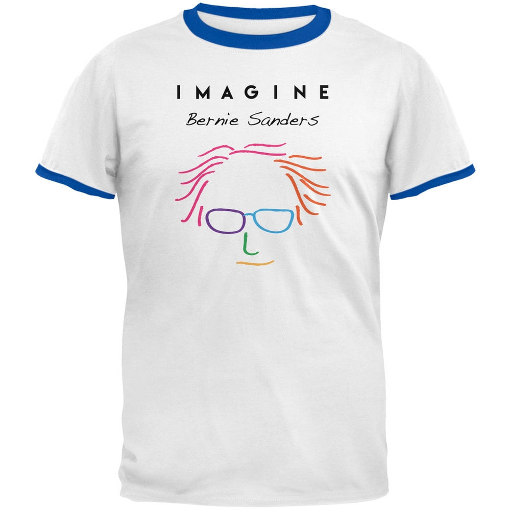 Election 2016 Bernie Sanders Imagine White-Royal Men's Ringer T-Shirt Men's T-Shirts Old Glory 2XL White 