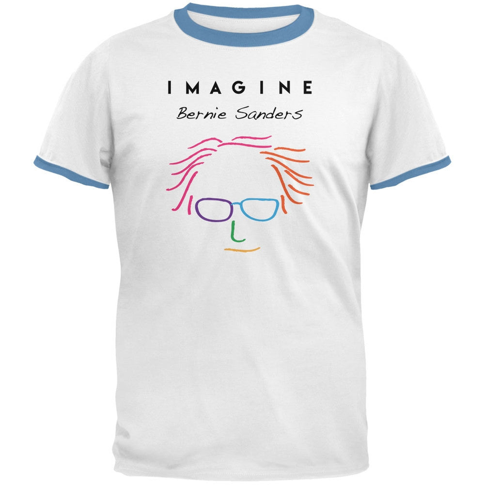 Election 2016 Bernie Sanders Imagine White-Sky Blue Men's Ringer T-Shirt Men's T-Shirts Old Glory LG White 