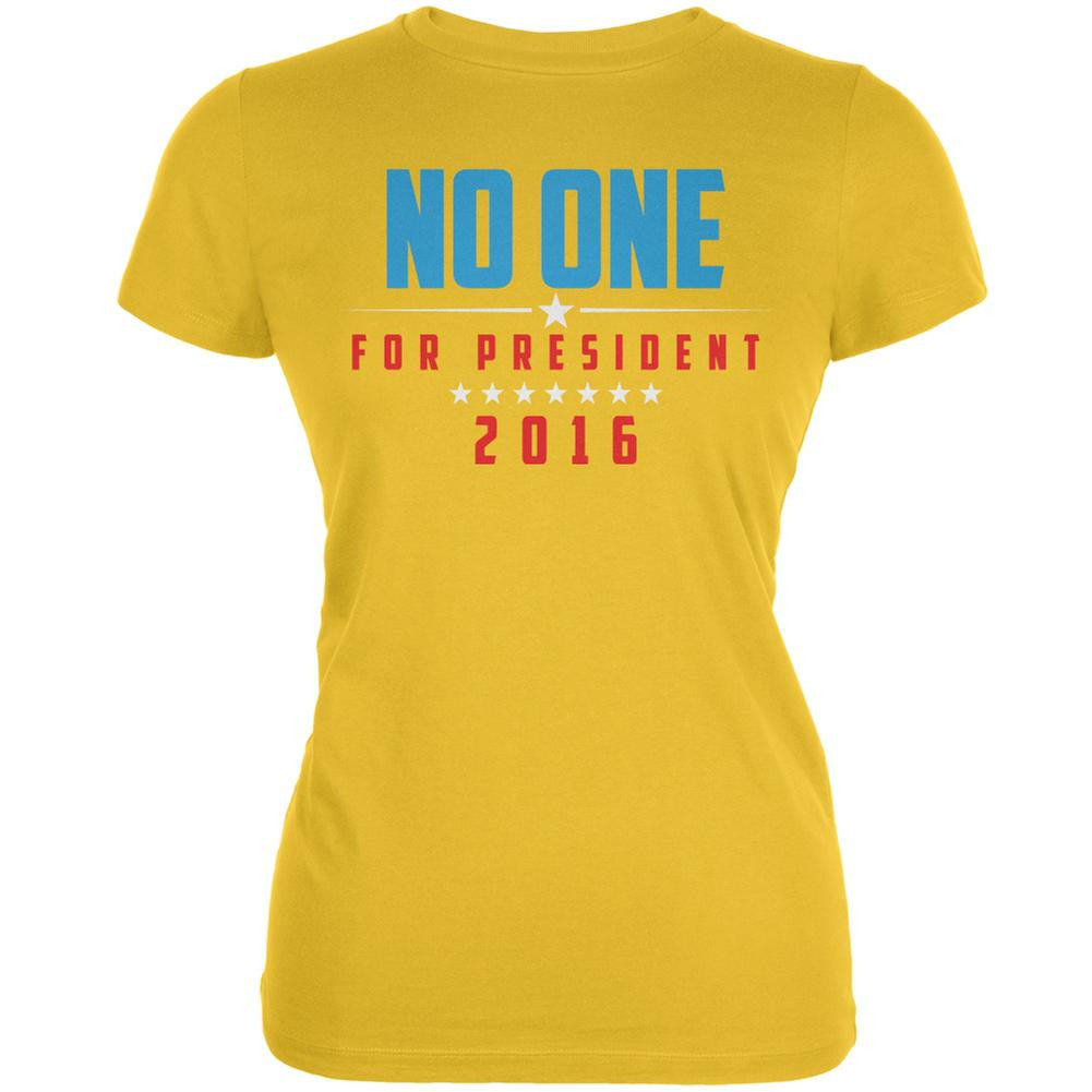 Election 2016 No One For President Bright Yellow Juniors Soft T-Shirt Juniors T-Shirts Old Glory 2XL Yellow 