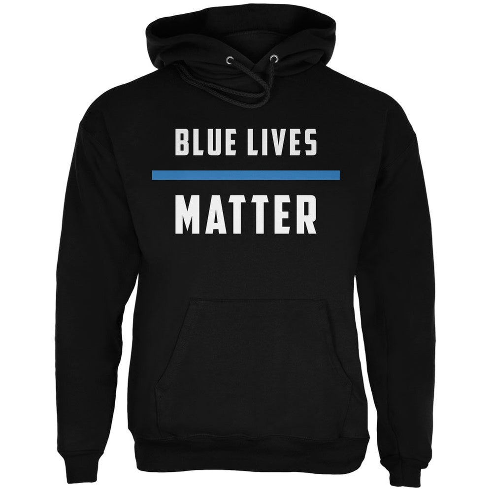 Police Blue Lives Matter Thin Blue Line Black Adult Hoodie Men's Hoodies Old Glory SM Black 