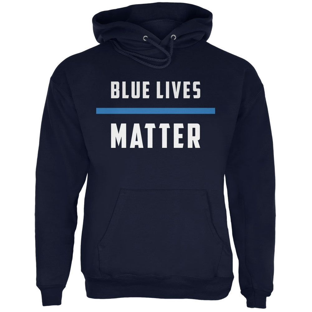 Police Blue Lives Matter Thin Blue Line Navy Adult Hoodie Men's Hoodies Old Glory SM Blue