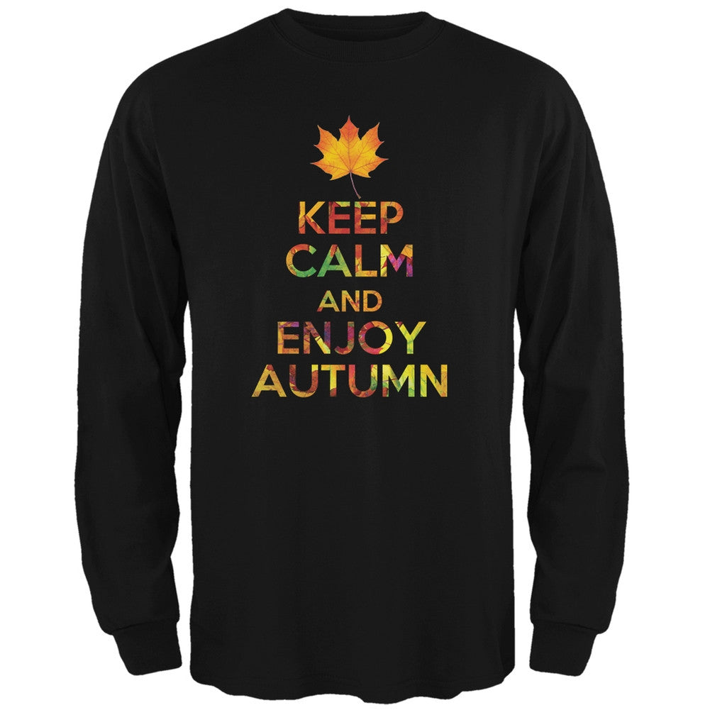 Keep Calm Enjoy Autumn Fall Black Adult Long Sleeve T-Shirt Men's Long Sleeves Old Glory 2XL Black 