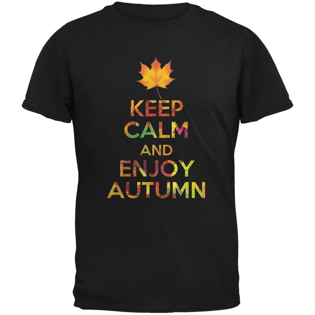 Keep Calm Enjoy Autumn Fall Black Adult T-Shirt Men's T-Shirts Old Glory 3XL Black 