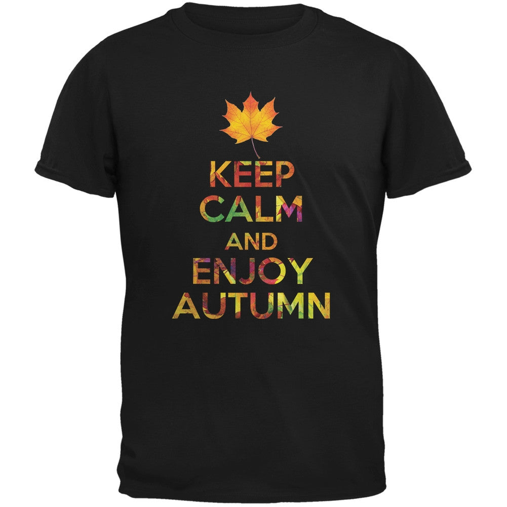 Keep Calm Enjoy Autumn Fall Black Adult T-Shirt Men's T-Shirts Old Glory 2XL Black 