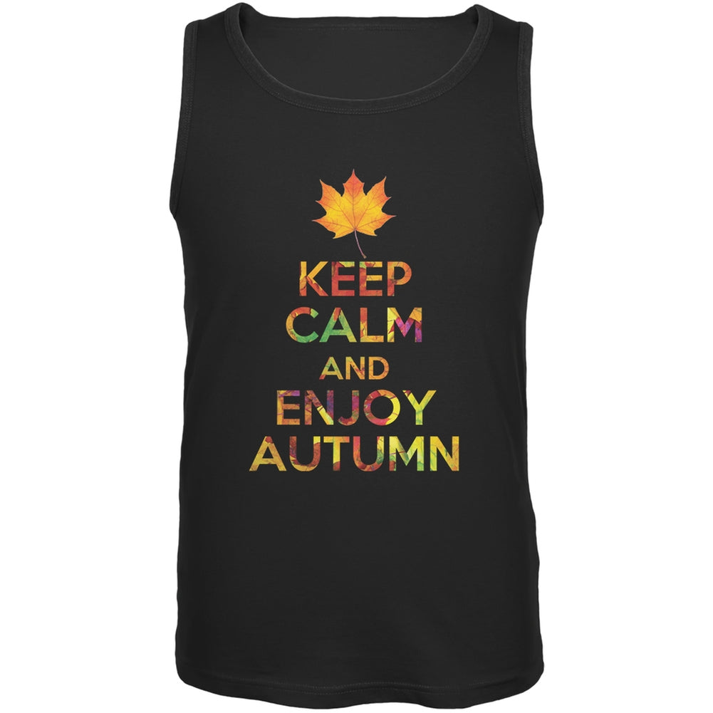 Keep Calm Enjoy Autumn Fall Black Adult Tank Top Men's Tank Tops Old Glory 2XL Black 