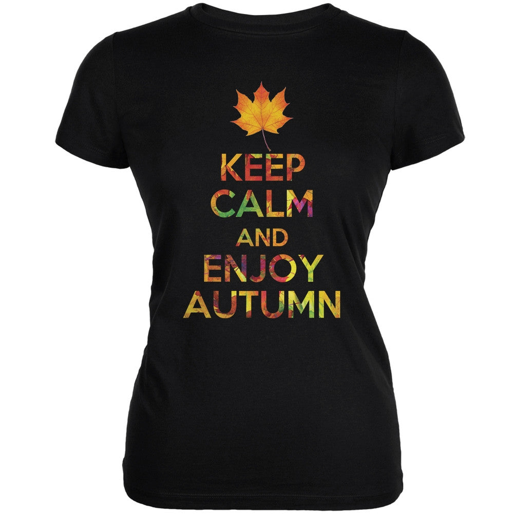 Keep Calm Enjoy Autumn Fall Black Juniors Soft T-Shirt Juniors T-Shirts Old Glory 2XL Black 