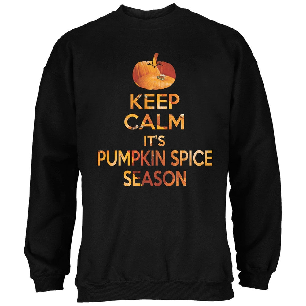 Keep Calm It's Pumpkin Spice Season Black Adult Sweatshirt Men's Sweatshirts Old Glory 2XL Black 