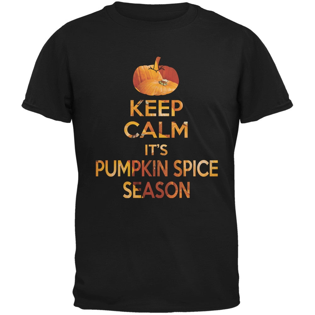 Keep Calm It's Pumpkin Spice Season Black Adult T-Shirt Men's T-Shirts Old Glory 2XL Black 