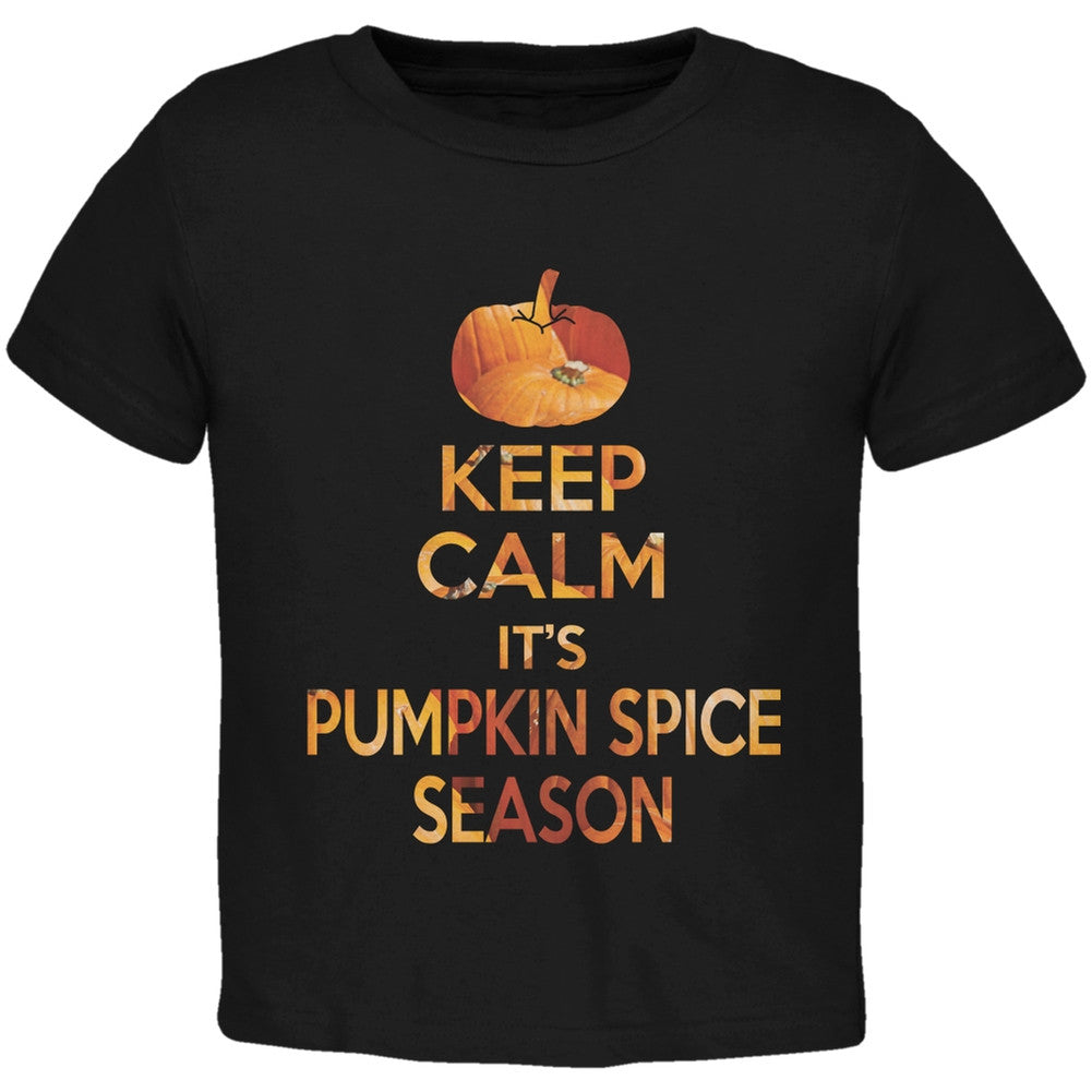 Keep Calm It's Pumpkin Spice Season Black Toddler T-Shirt Toddler T-Shirts Old Glory 2T Black 