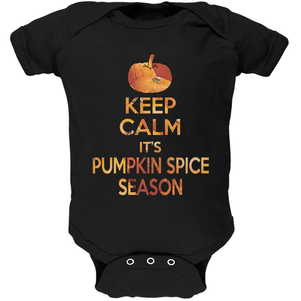 Keep Calm It's Pumpkin Spice Season Black Soft Baby One Piece Baby One Piece Old Glory 0-3M Black 