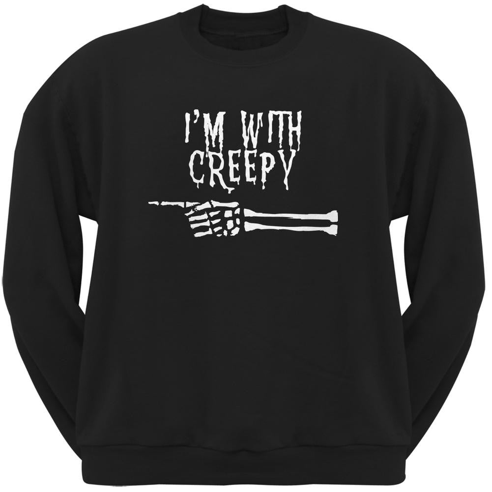 Halloween I'm With Creepy Black Adult Sweatshirt Men's Sweatshirts Old Glory 2XL Black 