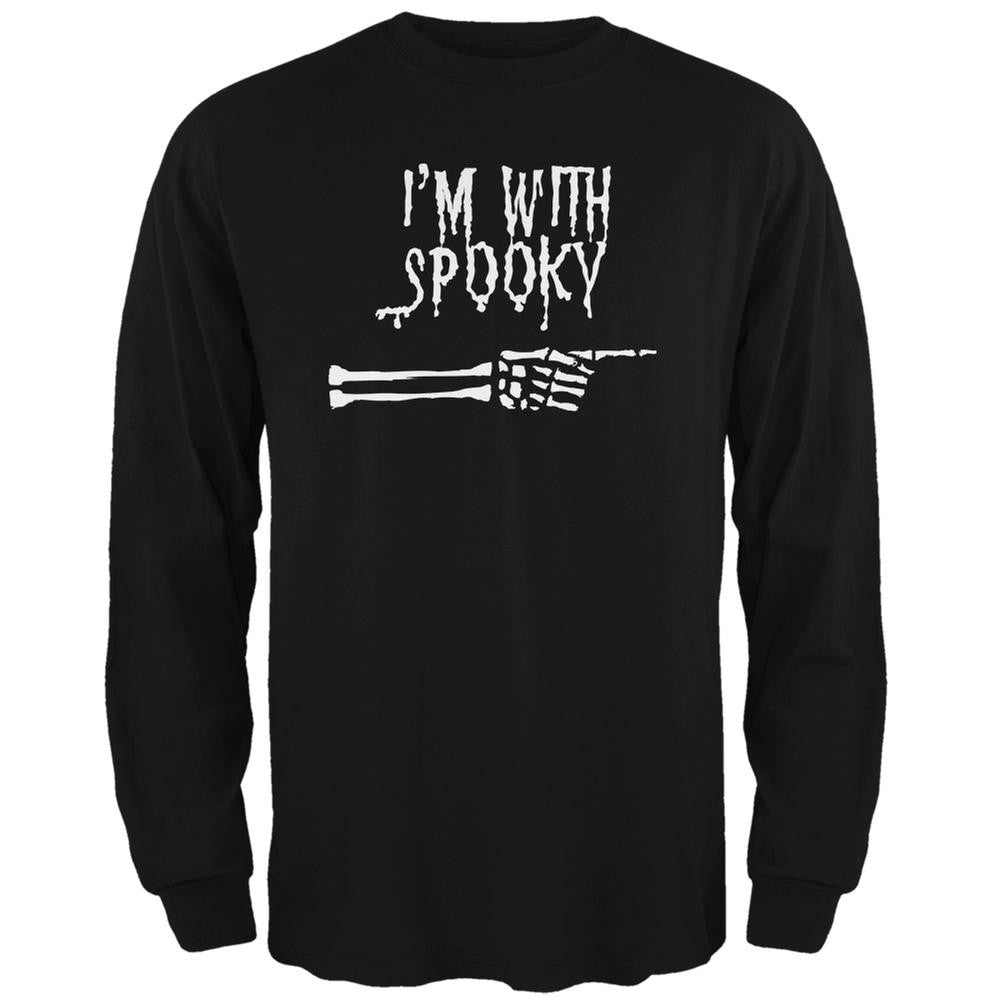 Halloween I'm With Spooky Black Adult Long Sleeve T-Shirt Men's Long Sleeves Old Glory 2XL Black 