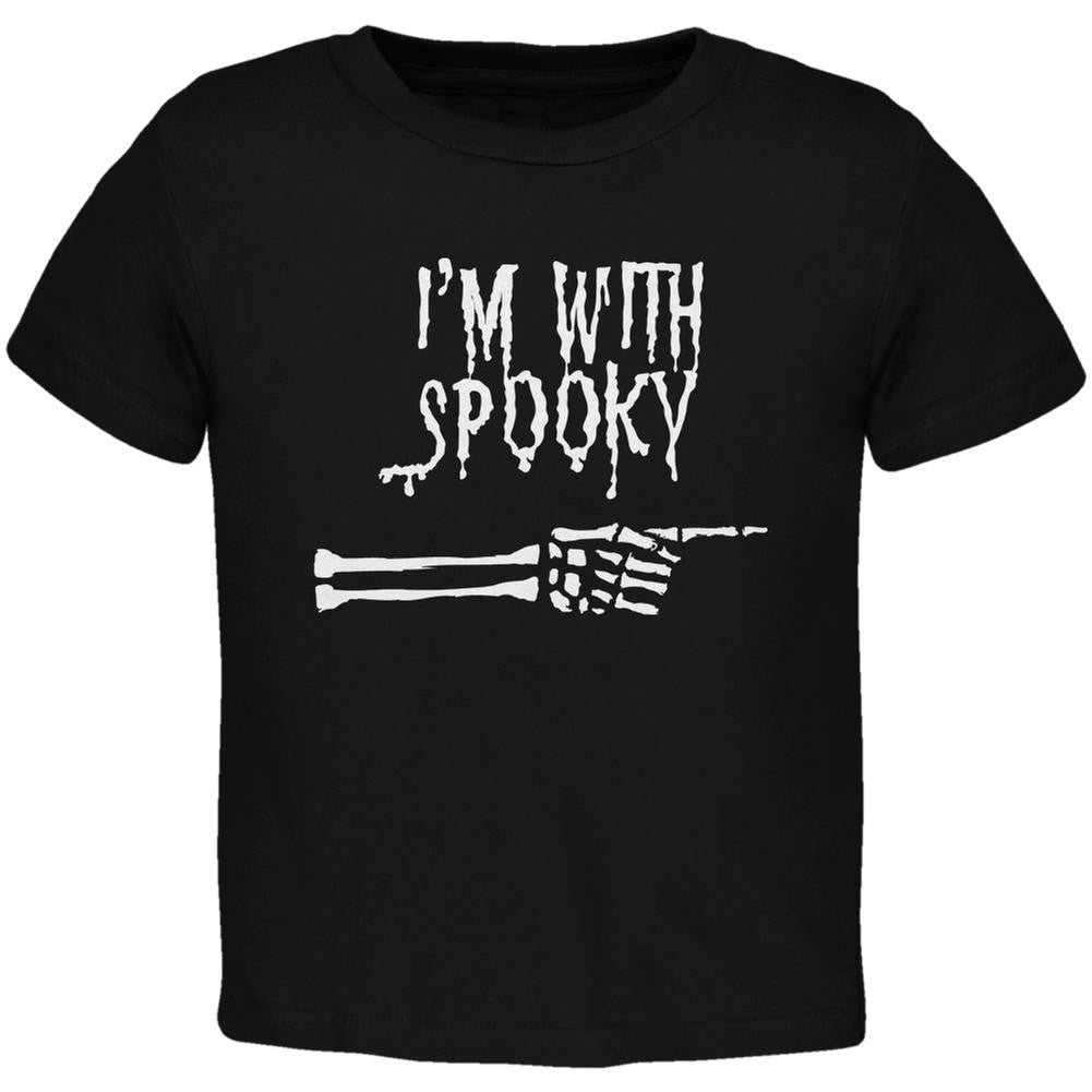 Halloween I'm With Spooky Black Toddler T-Shirt Toddler T-Shirts Old Glory 2T Black 