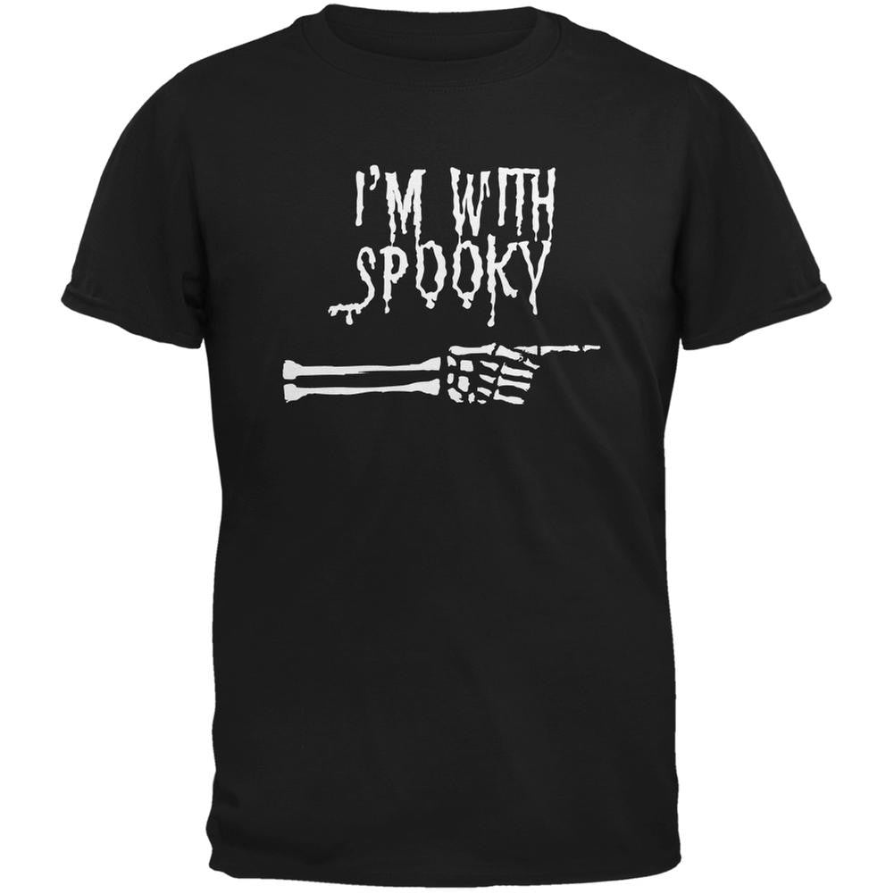 Halloween I'm With Spooky Black Youth T-Shirt Youth T-Shirts Old Glory LG Black 