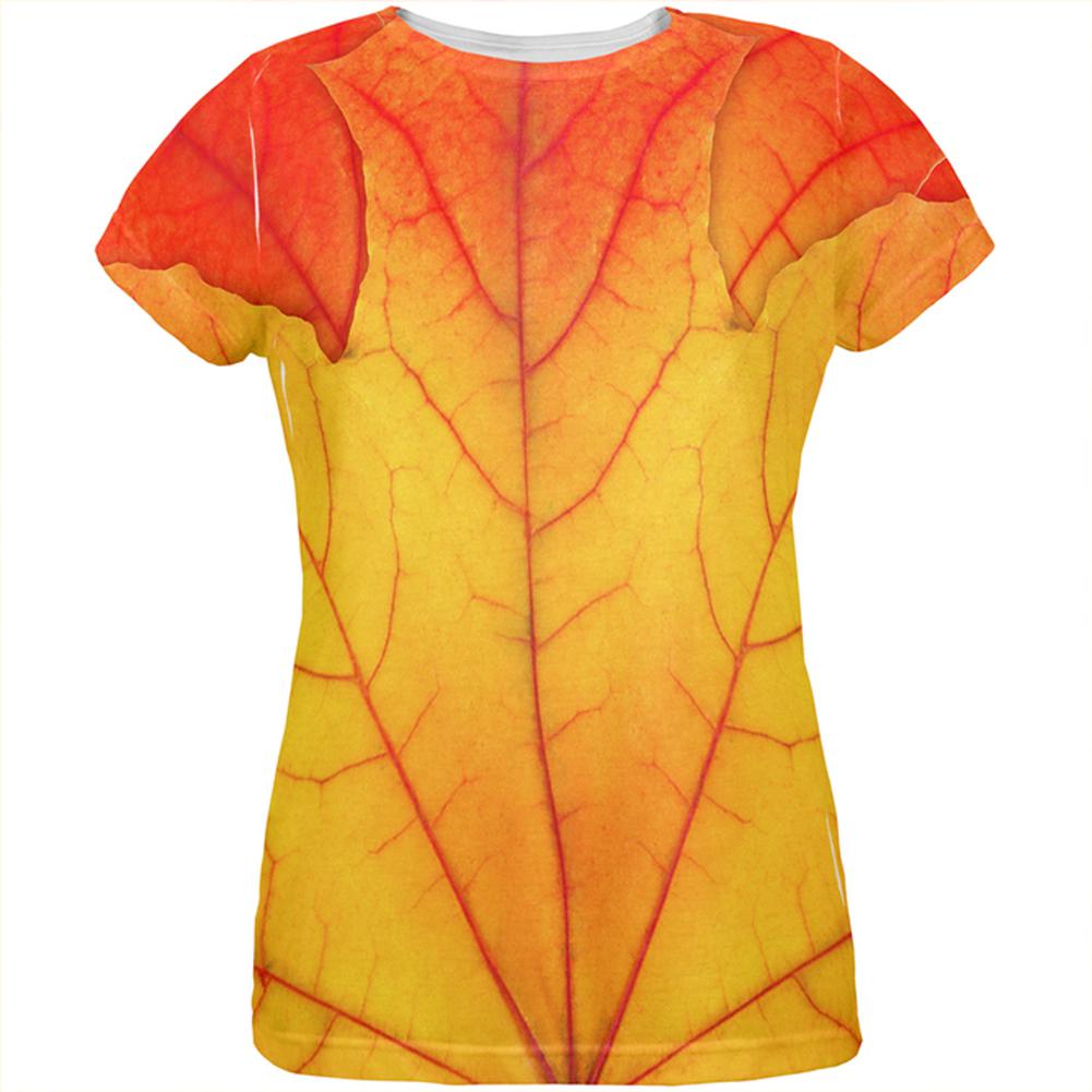 Halloween Autumn Fall Leaf Costume All Over Womens T-Shirt Women's T-Shirts Old Glory 2XL Multi 