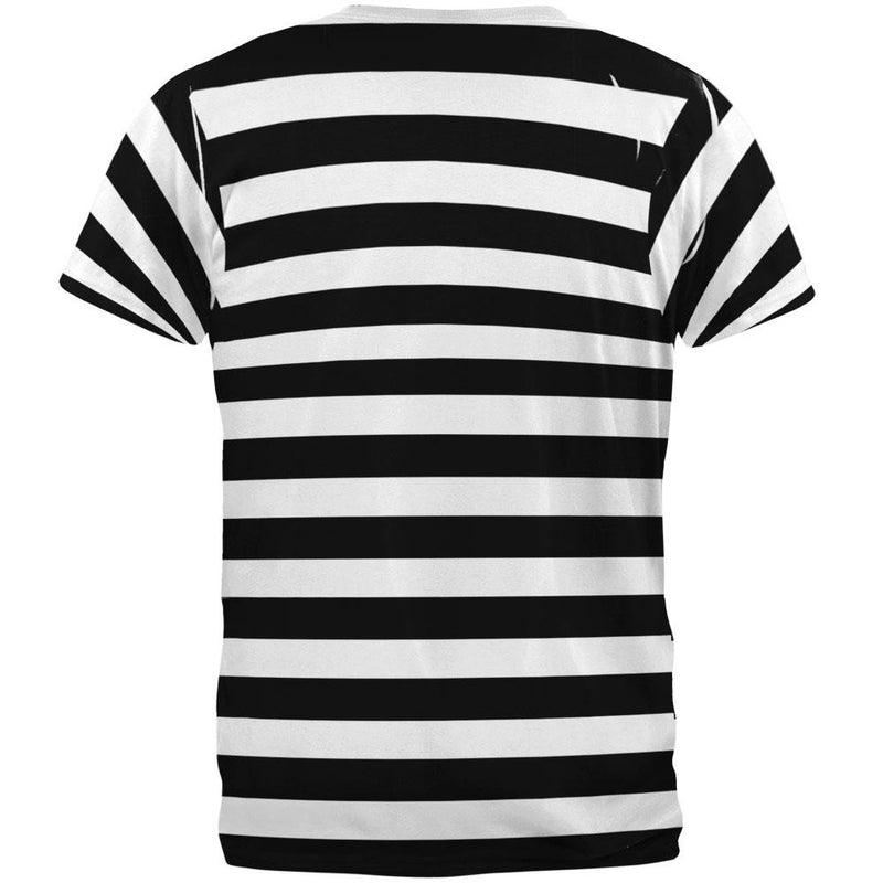 Halloween Prisoner Old Time Striped Costume All Over Adult T-Shirt Men's T-Shirts Old Glory   