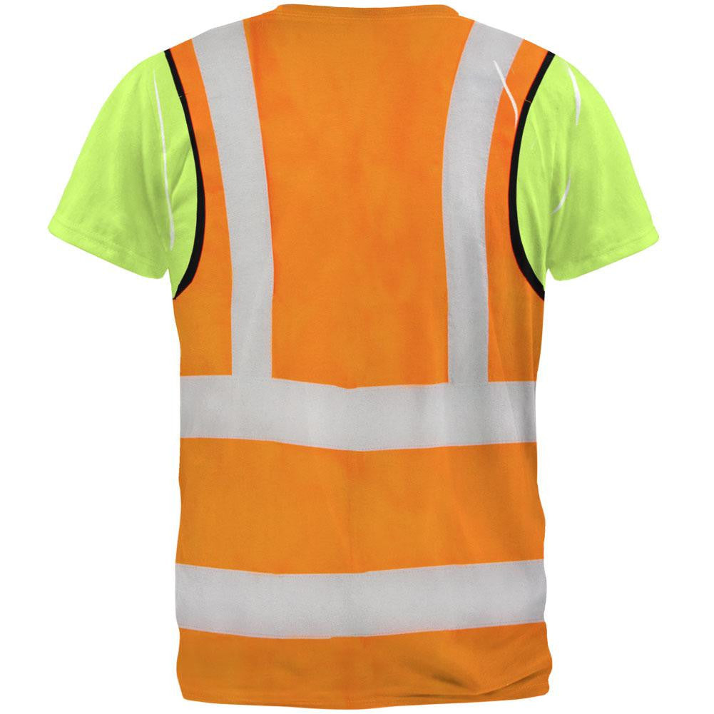 Halloween Road Worker Construction Vest Costume All Over Adult T-Shirt Men's T-Shirts Old Glory   