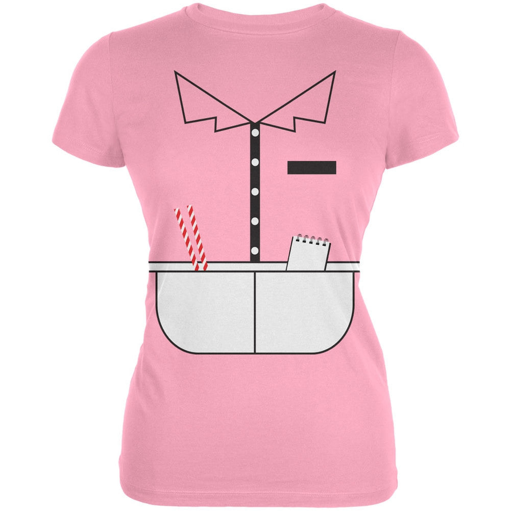 Halloween 50's Diner Waitress Light Pink Juniors Soft T-Shirt Juniors T-Shirts Old Glory LG Pink 