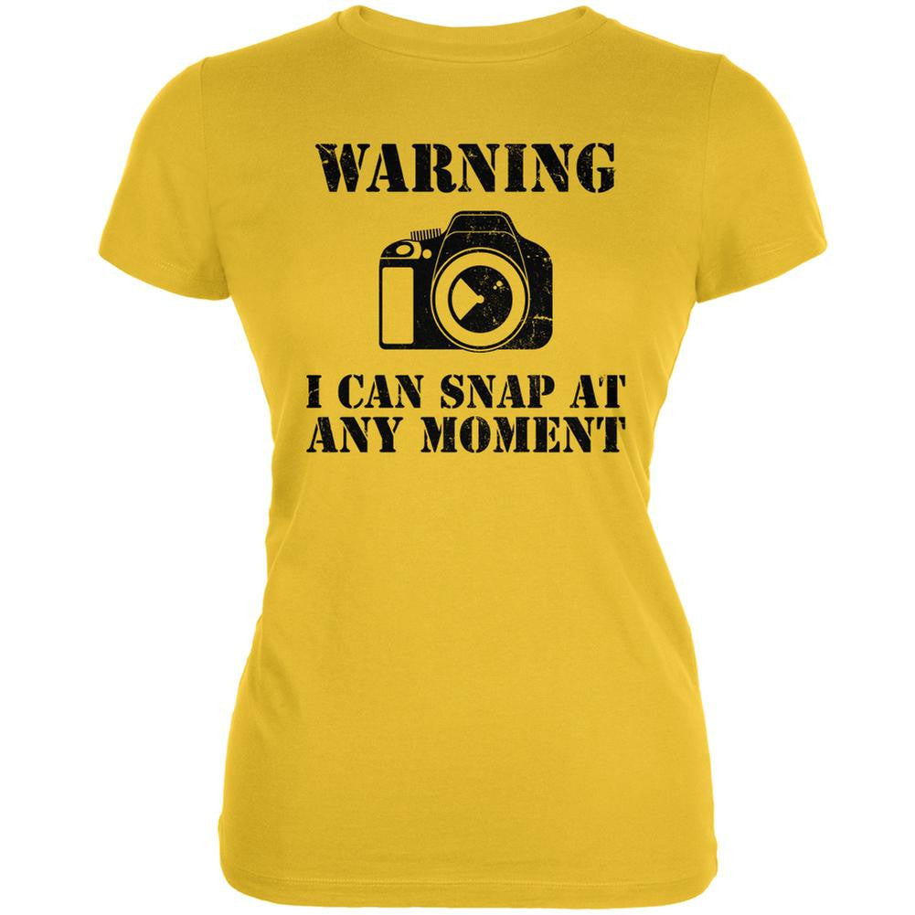 Photographer Snap At Any Moment Bright Yellow Juniors Soft T-Shirt Juniors T-Shirts Old Glory 2XL Yellow 