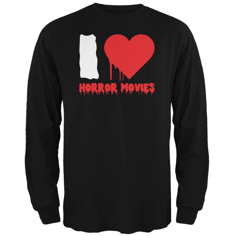 Halloween I Heart Horror Movies Black Adult Long Sleeve T-Shirt Men's Long Sleeves Old Glory SM Black 