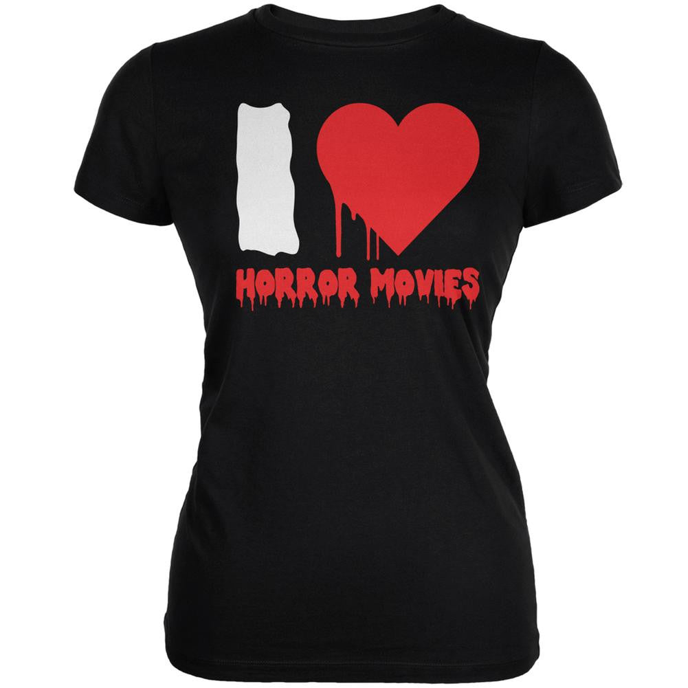 Halloween I Heart Horror Movies Black Juniors Soft T-Shirt Juniors T-Shirts Old Glory SM Black 