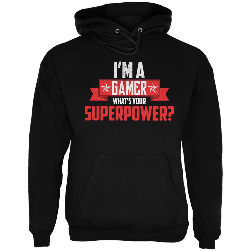 I'm A Gamer What's Your Superpower Black Adult Hoodie Men's Hoodies Old Glory 2XL Black 