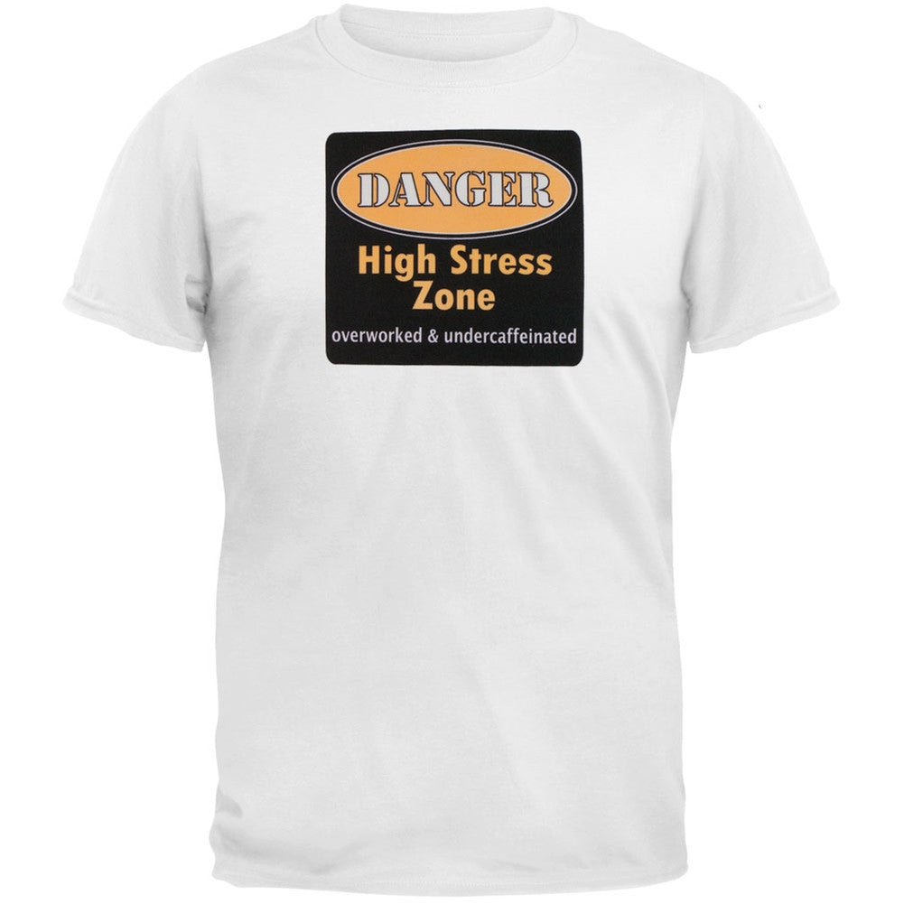 Danger High Stress Zone Adult T-Shirt Men's T-Shirts Old Glory XL White 