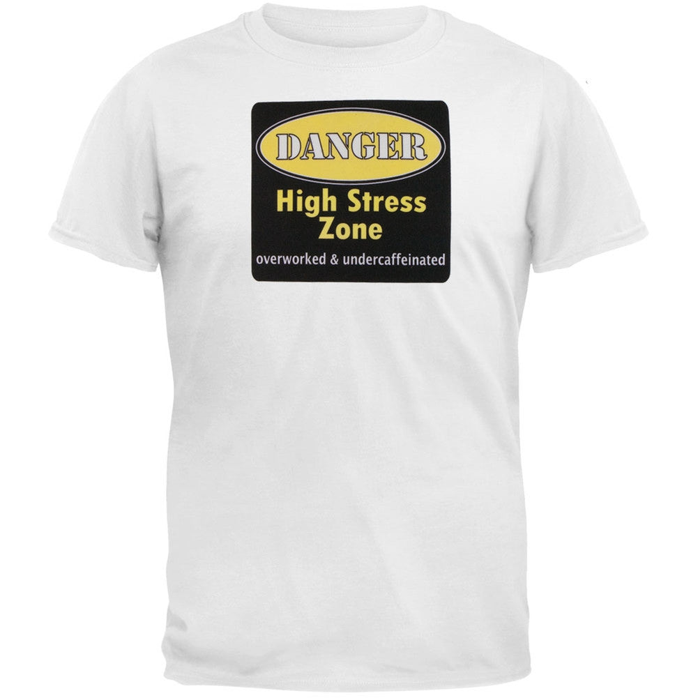 Danger High Stress Zone Yellow Logo Adult T-Shirt Men's T-Shirts Old Glory LG White 