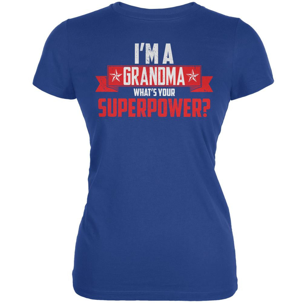 I'm A Grandma What's Your Superpower Royal Juniors Soft T-Shirt Juniors T-Shirts Old Glory 2XL Blue 